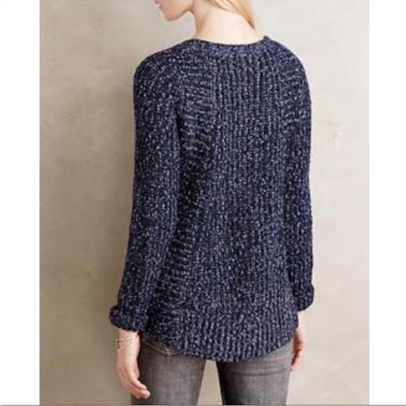 Anthropologie Moth blue cotton wool zip pullover sweater - Picture 3 of 8